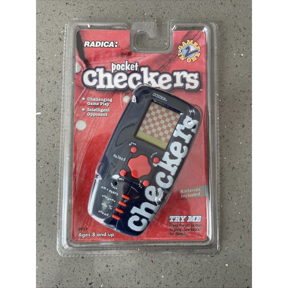 Radica Checkers Electronic Pocket Handheld Game 1998